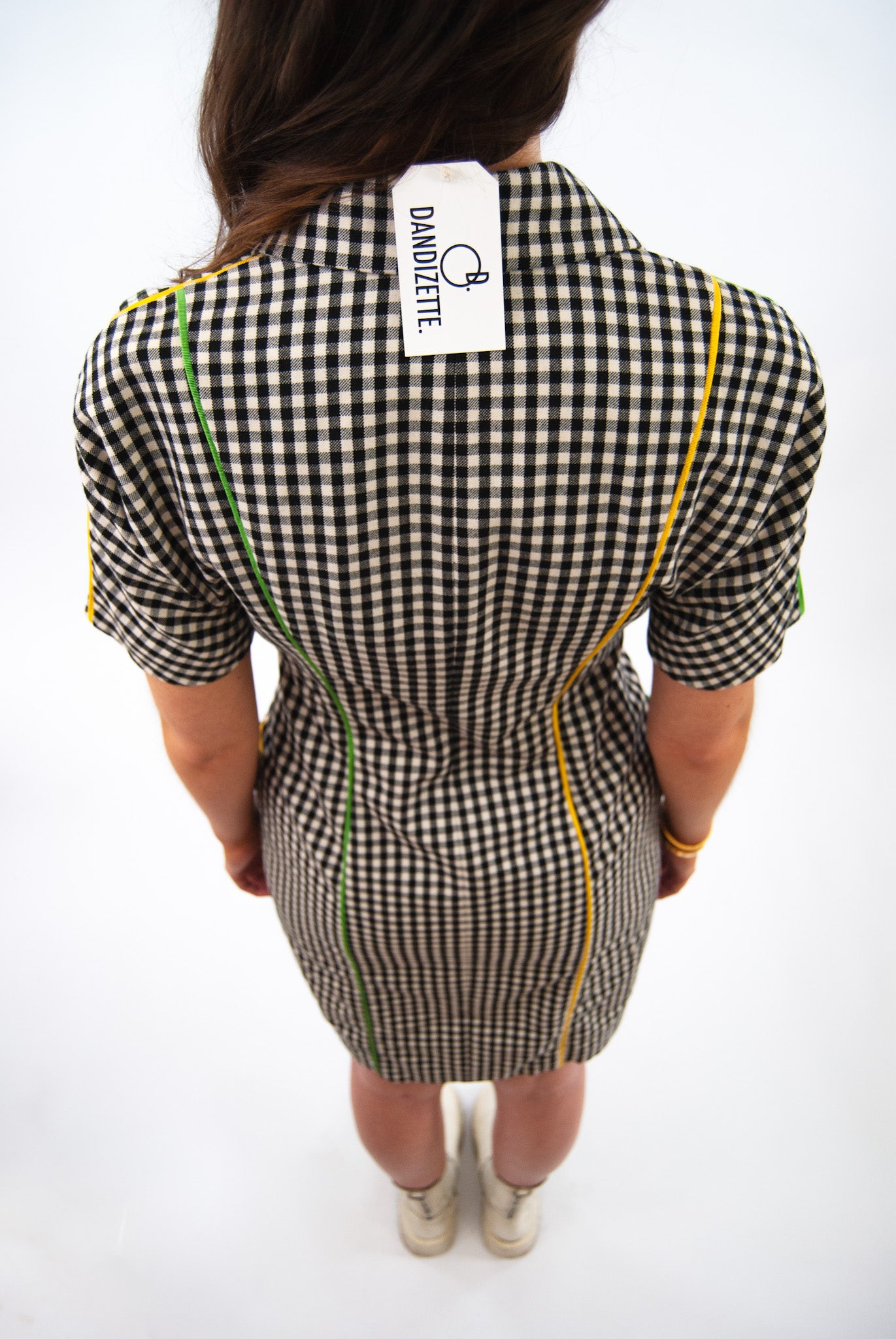 FIGURE HUGGING CHECKERED DRESS - SIZE COUNTESS 38